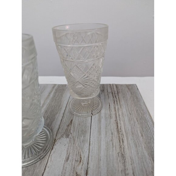 Set 3 Vintage Hazel Atlas Big Top Peanut Butter Footed Tea Water Goblets - Picture 4 of 9